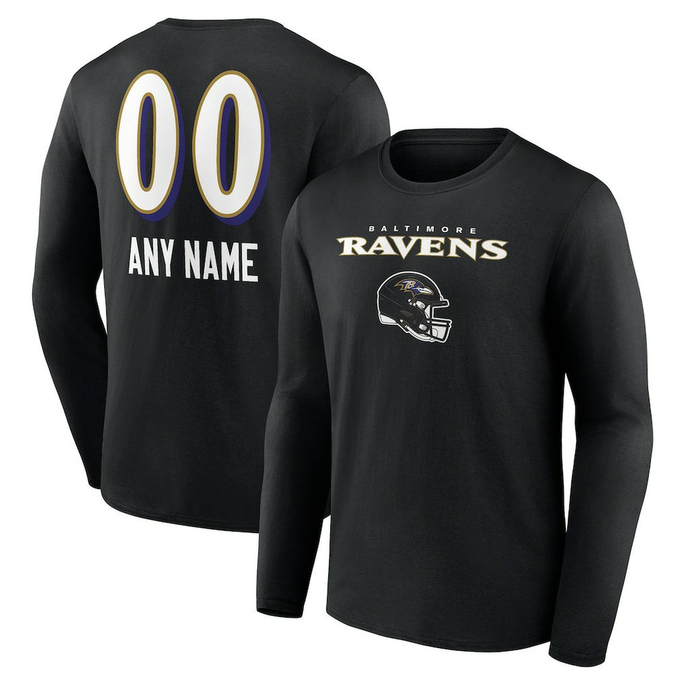 Personalized Name & Number Team Wordmark Long Sleeve T-Shirt - Baltimore Ravens T-shirts