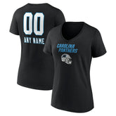 Women's Personalized Name & Number Team Wordmark V-Neck T-Shirt - Carolina Panthers T-shirts