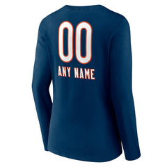 Women's Personalized Name & Number Team Wordmark Long Sleeve V-Neck T-Shirt - Chicago Bears T-shirts