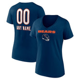 Women's Personalized Name & Number Team Wordmark V-Neck T-Shirt - Chicago Bears T-shirts