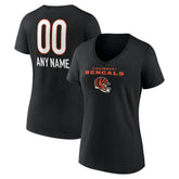 Women's Personalized Name & Number Team Wordmark V-Neck T-Shirt - Cincinnati Bengals T-shirts