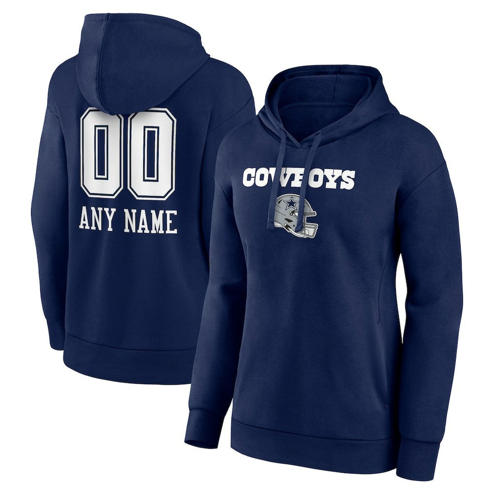 Women's Personalized Name & Number Team Wordmark Pullover Hoodie - Dallas Cowboys Hoodies