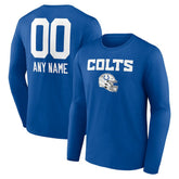 Personalized Name & Number Team Wordmark Long Sleeve T-Shirt - Indianapolis Colts T-shirts
