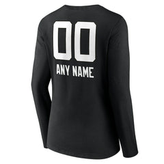 Women's Personalized Name & Number Team Wordmark Long Sleeve V-Neck T-Shirt - Jacksonville Jaguars T-shirts