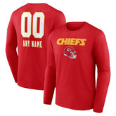 Personalized Name & Number Team Wordmark Long Sleeve T-Shirt - Kansas City Chiefs T-shirts