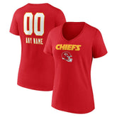 Women's Personalized Name & Number Team Wordmark V-Neck T-Shirt - Kansas City Chiefs T-shirts