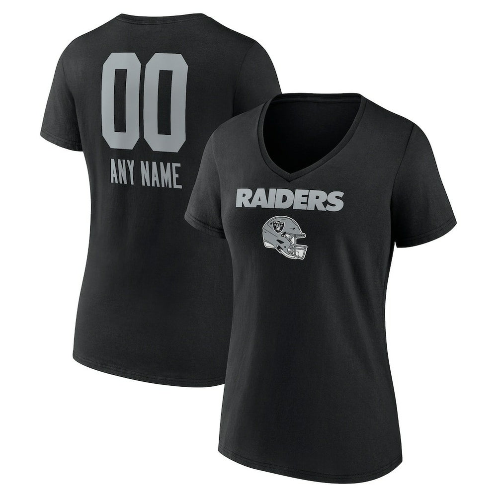 Women's Personalized Name & Number Team Wordmark V-Neck T-Shirt - Las Vegas Raiders T-shirts