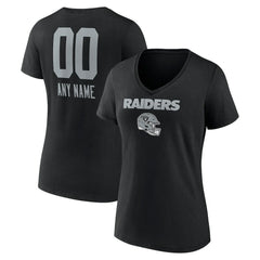 Women's Personalized Name & Number Team Wordmark V-Neck T-Shirt - Las Vegas Raiders T-shirts