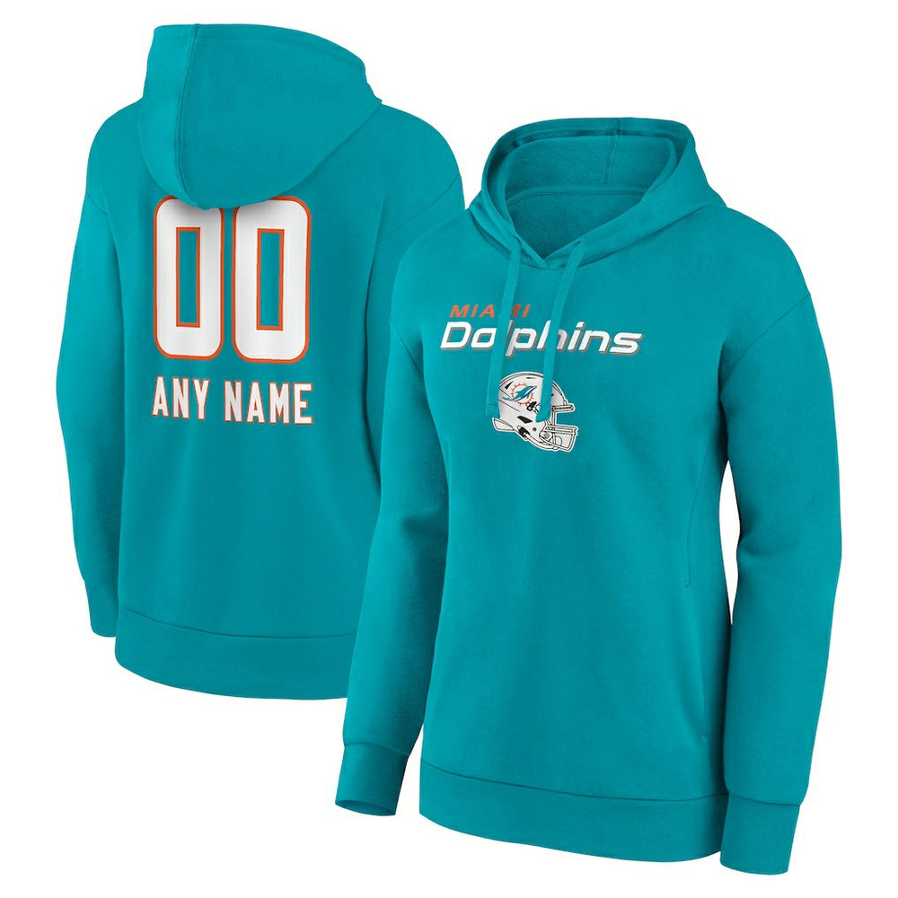 Women's Personalized Name & Number Team Wordmark Pullover Hoodie - Miami Dolphins Hoodies