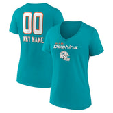 Women's Personalized Name & Number Team Wordmark V-Neck T-Shirt - Miami Dolphins T-shirts