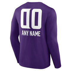 Personalized Name & Number Team Wordmark Long Sleeve T-Shirt - Minnesota Vikings T-shirts