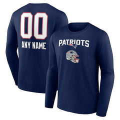 Personalized Name & Number Team Wordmark Long Sleeve T-Shirt - New England Patriots T-shirts