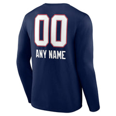 Personalized Name & Number Team Wordmark Long Sleeve T-Shirt - New England Patriots T-shirts