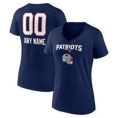 Women's Personalized Name & Number Team Wordmark V-Neck T-Shirt - New England Patriots T-shirts