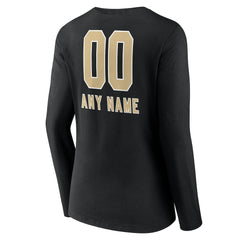 Women's Personalized Name & Number Team Wordmark Long Sleeve V-Neck T-Shirt - New Orleans Saints T-shirts