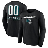 Personalized Name & Number Team Wordmark Long Sleeve T-Shirt - Philadelphia Eagles T-shirts
