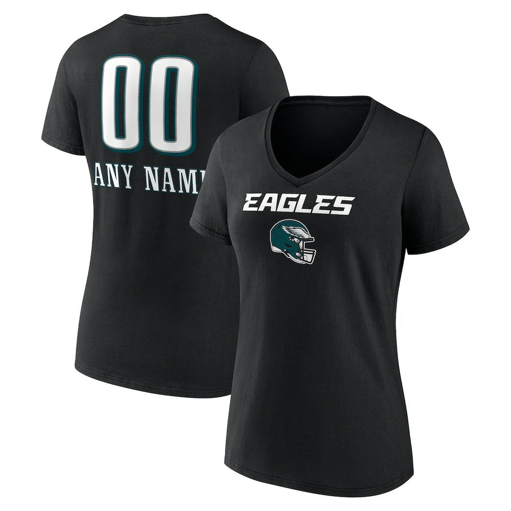 Women's Personalized Name & Number Team Wordmark V-Neck T-Shirt - Philadelphia Eagles T-shirts