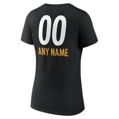 Women's Personalized Name & Number Team Wordmark V-Neck T-Shirt - Pittsburgh Steelers T-shirts