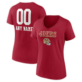 Women's Personalized Name & Number Team Wordmark V-Neck T-Shirt - San Francisco 49ers T-shirts