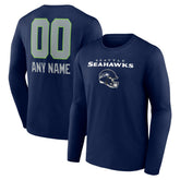 Personalized Name & Number Team Wordmark Long Sleeve T-Shirt - Seattle Seahawks T-shirts