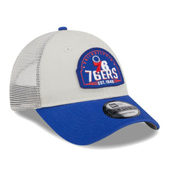 New Era Philadelphia 76ers Throwback Patch Trucker 9FORTY Adjustable Hat
