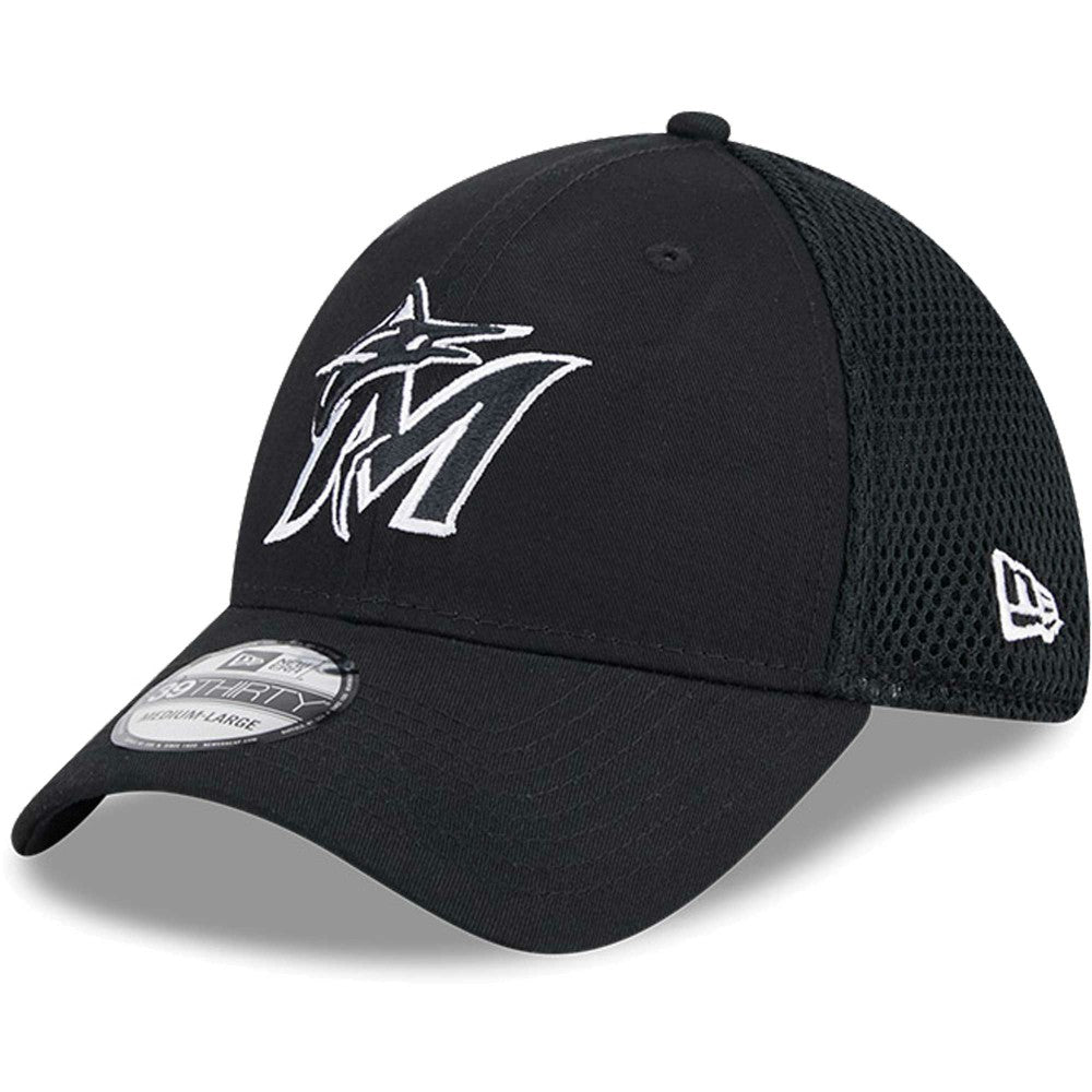 Black/White Miami Marlins New Era Neo 39THIRTY Flex Hat