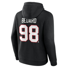 NHL Connor Bedard Chicago Blackhawks Fanatics Authentic Stack Name & Number Tri-Blend Pullover Hoodie