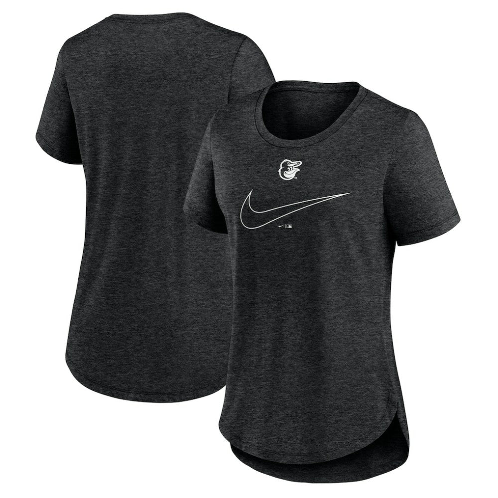 Charcoal Baltimore Orioles Nike Women's Big Swoosh Tri-Blend Scoop Neck T-Shirt