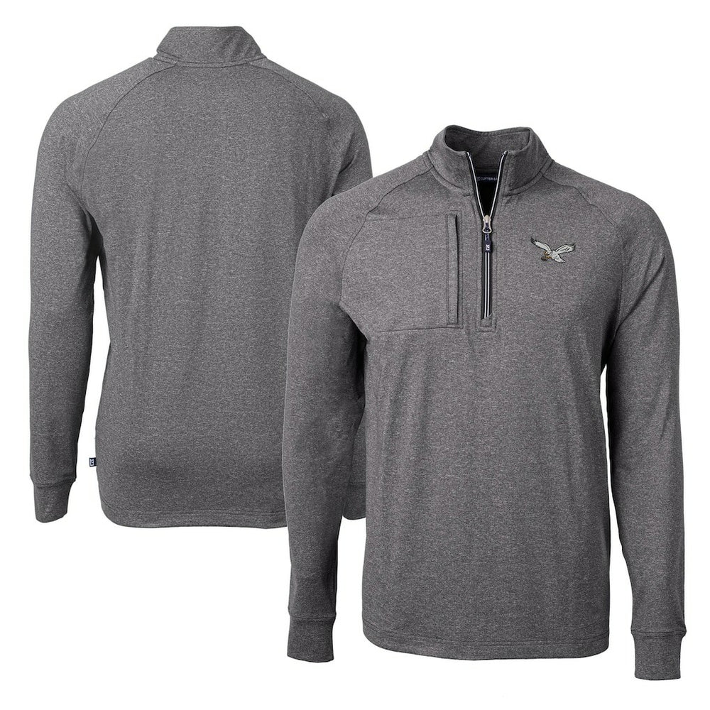 Cutter & Buck Adapt Eco Knit Heathered Recycled Quarter-Zip Pullover - Philadelphia Eagles Pullover