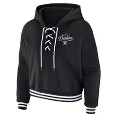 WEAR by Erin Andrews Women's Lace-Up Pullover Hoodie - Las Vegas Raiders Hoodies