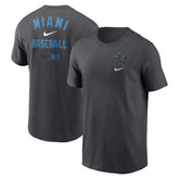 Charcoal Miami Marlins Nike Logo Sketch Bar T-Shirt