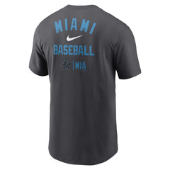 Charcoal Miami Marlins Nike Logo Sketch Bar T-Shirt