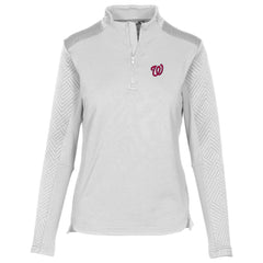 White Washington Nationals Levelwear Women's Daybreak Insignia 2.0 Quarter-Zip Pullover Top
