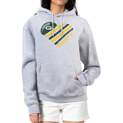 G-III 4Her by Carl Banks Women's Heart Graphic Fleece Pullover Hoodie - Green Bay Packers Hoodies