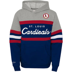 Heather Gray/Navy St. Louis Cardinals Mitchell & Ness Youth Cooperstown Collection Head Coach Pullover Hoodie