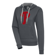Charcoal Philadelphia Phillies Antigua Women's Victory Pullover Hoodie