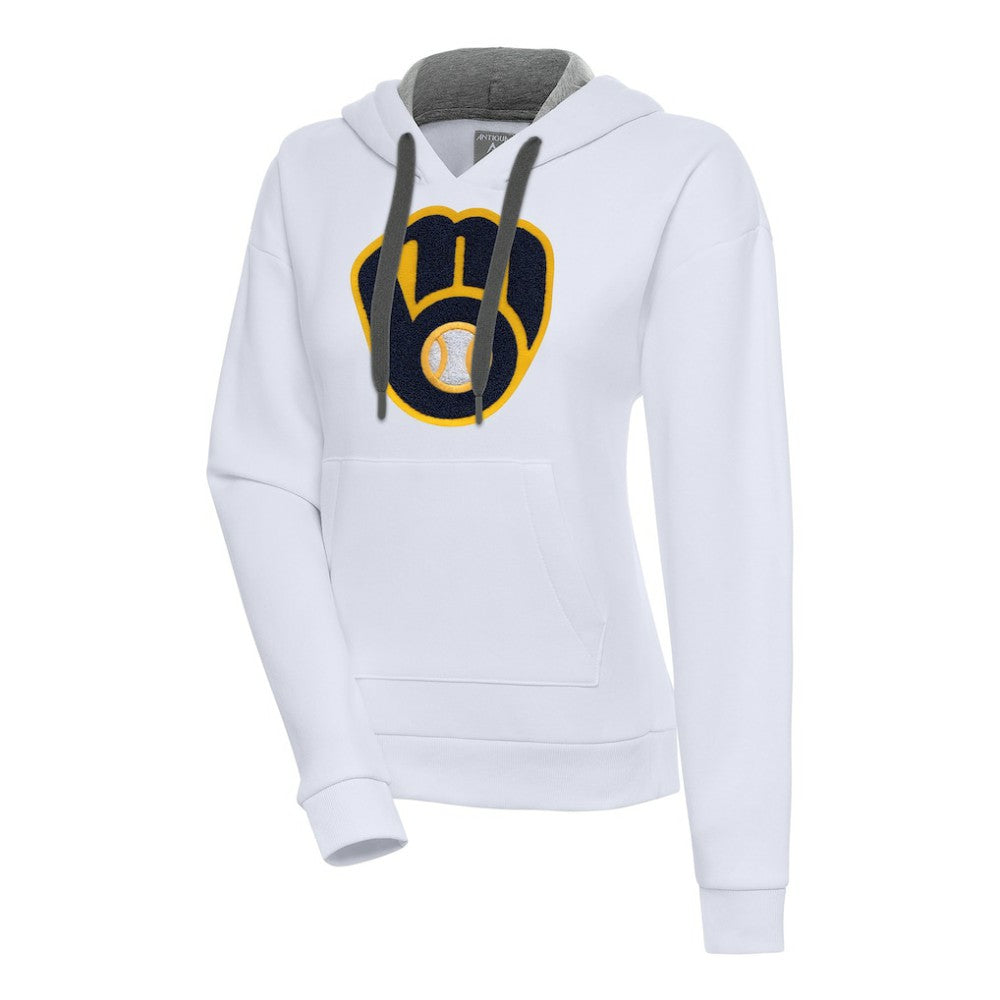 White Milwaukee Brewers Antigua Women's Victory Pullover Hoodie