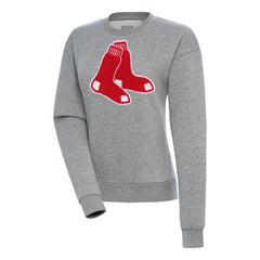 Heather Gray Boston Red Sox Antigua Women's Victory Chenille Pullover Sweatshirt