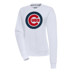 White Chicago Cubs Antigua Women's Victory Chenille Pullover Sweatshirt
