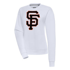 White San Francisco Giants Antigua Women's Victory Chenille Pullover Sweatshirt