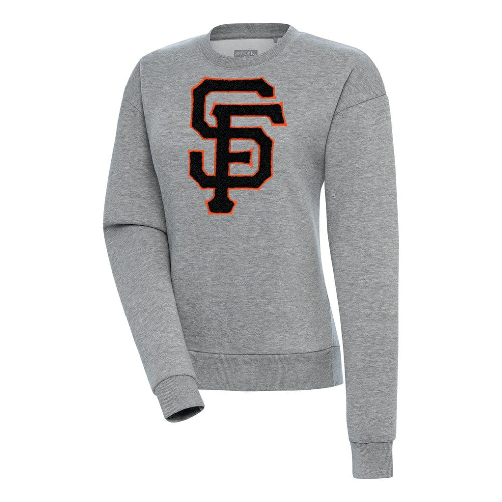 Heather Gray San Francisco Giants Antigua Women's Victory Chenille Pullover Sweatshirt