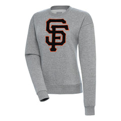 Heather Gray San Francisco Giants Antigua Women's Victory Chenille Pullover Sweatshirt
