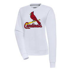White St. Louis Cardinals Antigua Women's Victory Chenille Pullover Sweatshirt