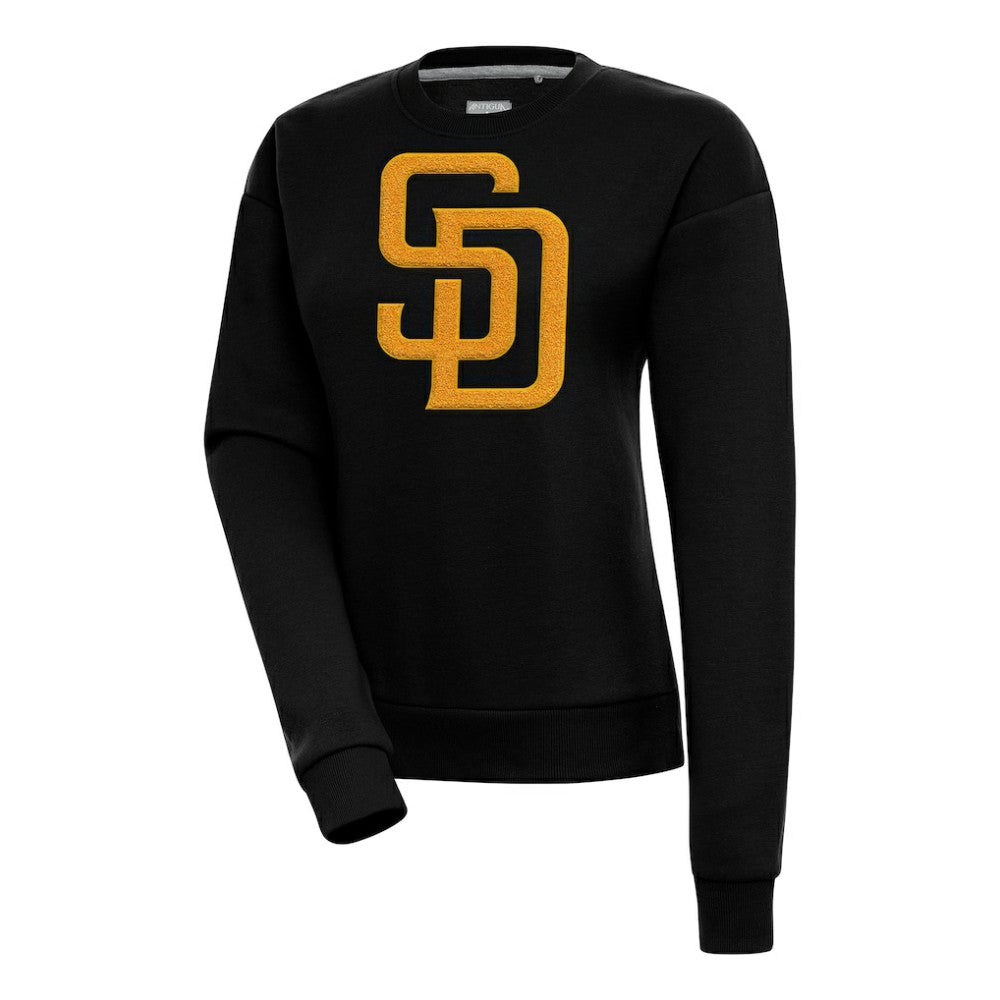 Black San Diego Padres Antigua Women's Victory Chenille Pullover Sweatshirt
