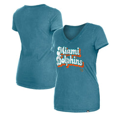Women's Enzyme Wash Low V-Neck T-Shirt - Miami Dolphins T-shirts