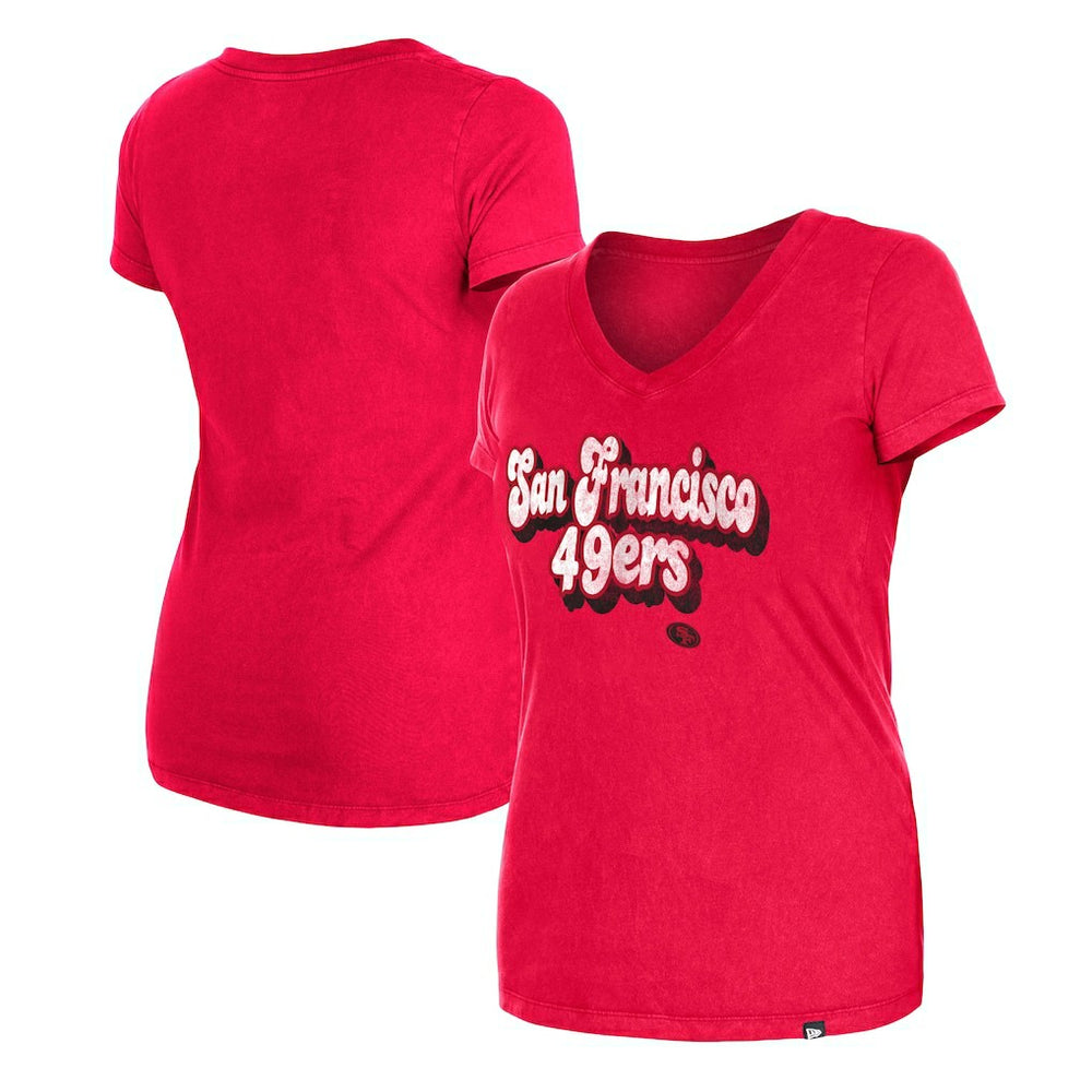 Women's Enzyme Wash Low V-Neck T-Shirt - San Francisco 49ers T-shirts