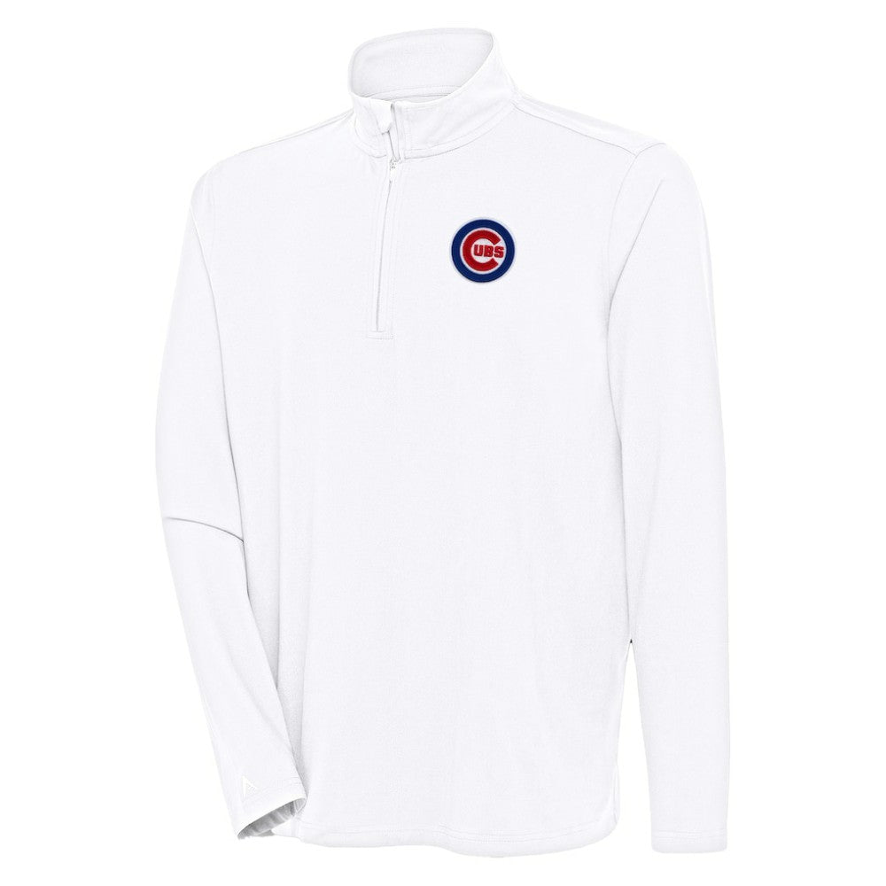White Chicago Cubs Antigua Hunk Quarter-Zip Pullover Top