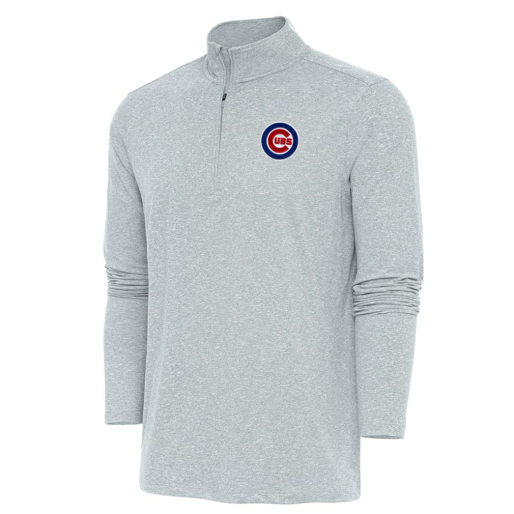 Heather Gray Chicago Cubs Antigua Hunk Quarter-Zip Pullover Top