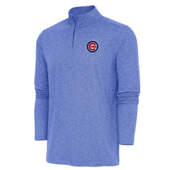 Heather Royal Chicago Cubs Antigua Hunk Quarter-Zip Pullover Top