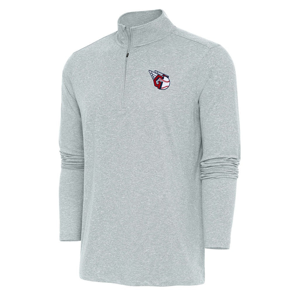 Heather Gray Cleveland Guardians Antigua Hunk Quarter-Zip Pullover Top